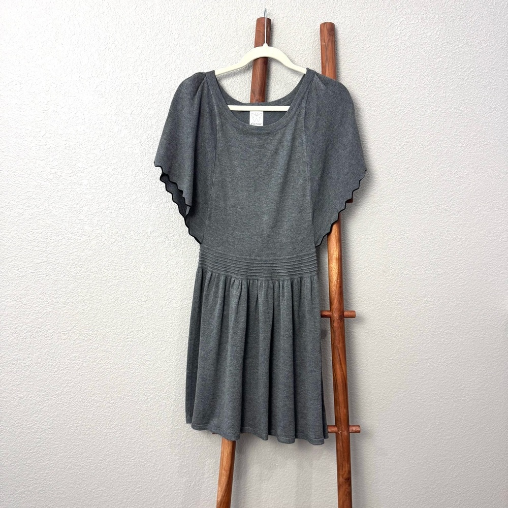ELLA MOSS Girls Size 14 Butterfly Sleeve Knit Dress Gray Special Occasion